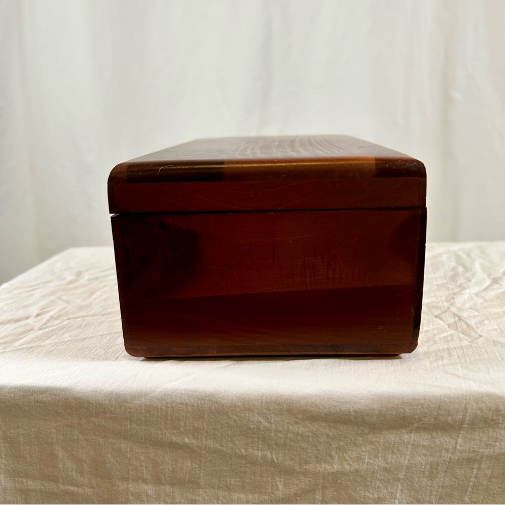 Vintage 1980s Cherry Stained Cedar Box w/ Built in Lock - Picture 7 of 9